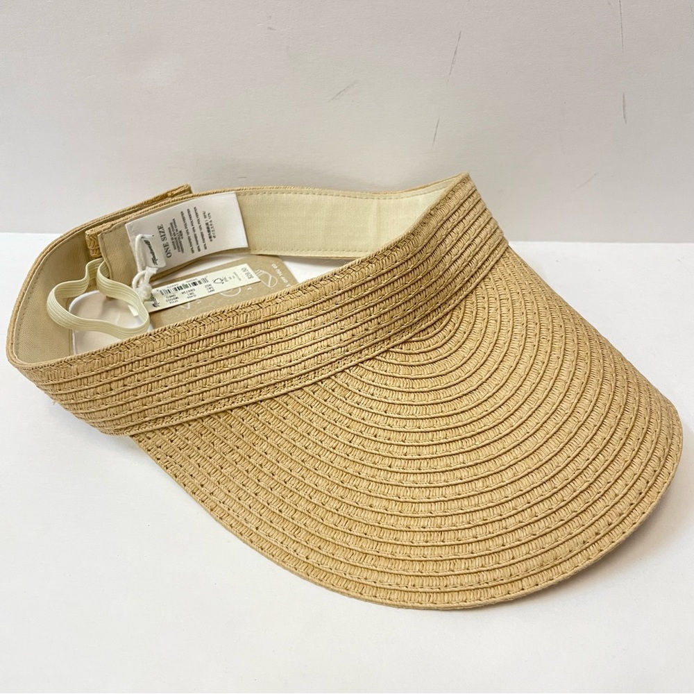 Madewell Beige Packable Braided Straw Visor Adjustable Hat